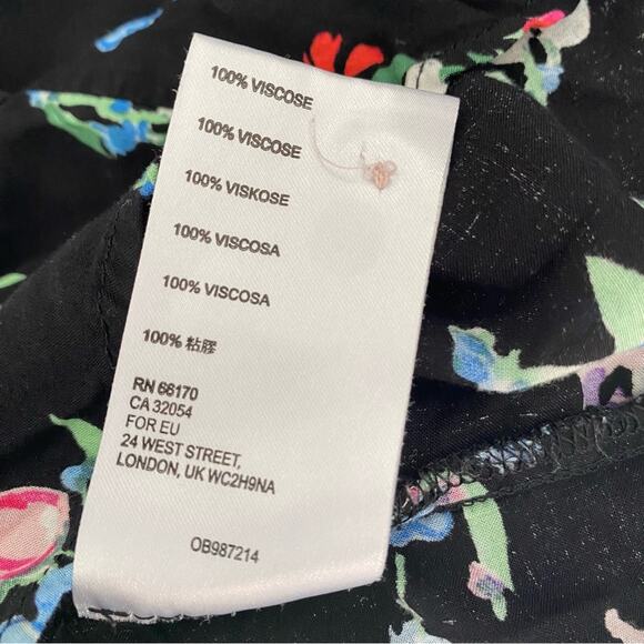 Maeve Anthropologie Aveiro Flutter Sleeve Floral Black Women's Top Blouse Large - Picture 10 of 10